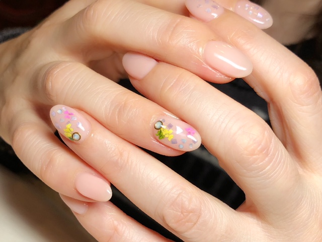 春ネイルヌーディーカラー