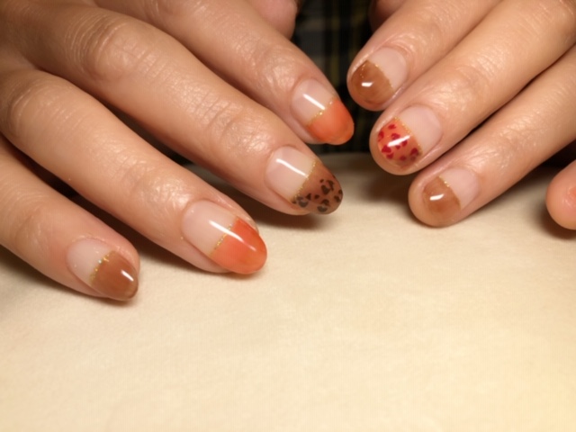シアーカラーネイルレオパード柄
