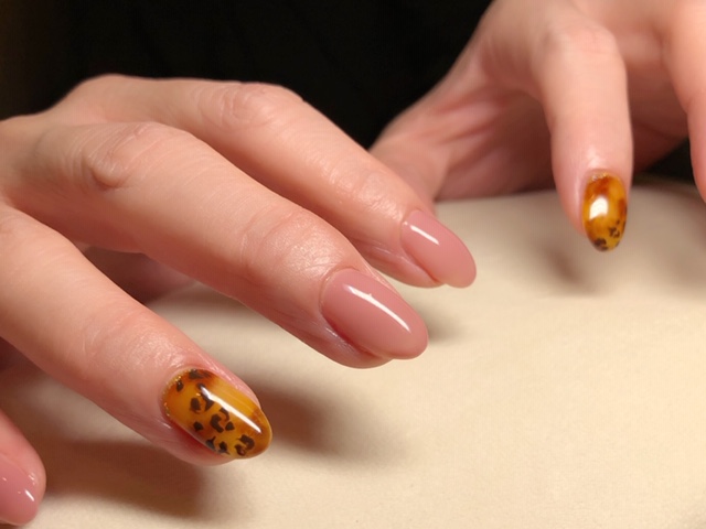 べっ甲ネイル×レオパード柄