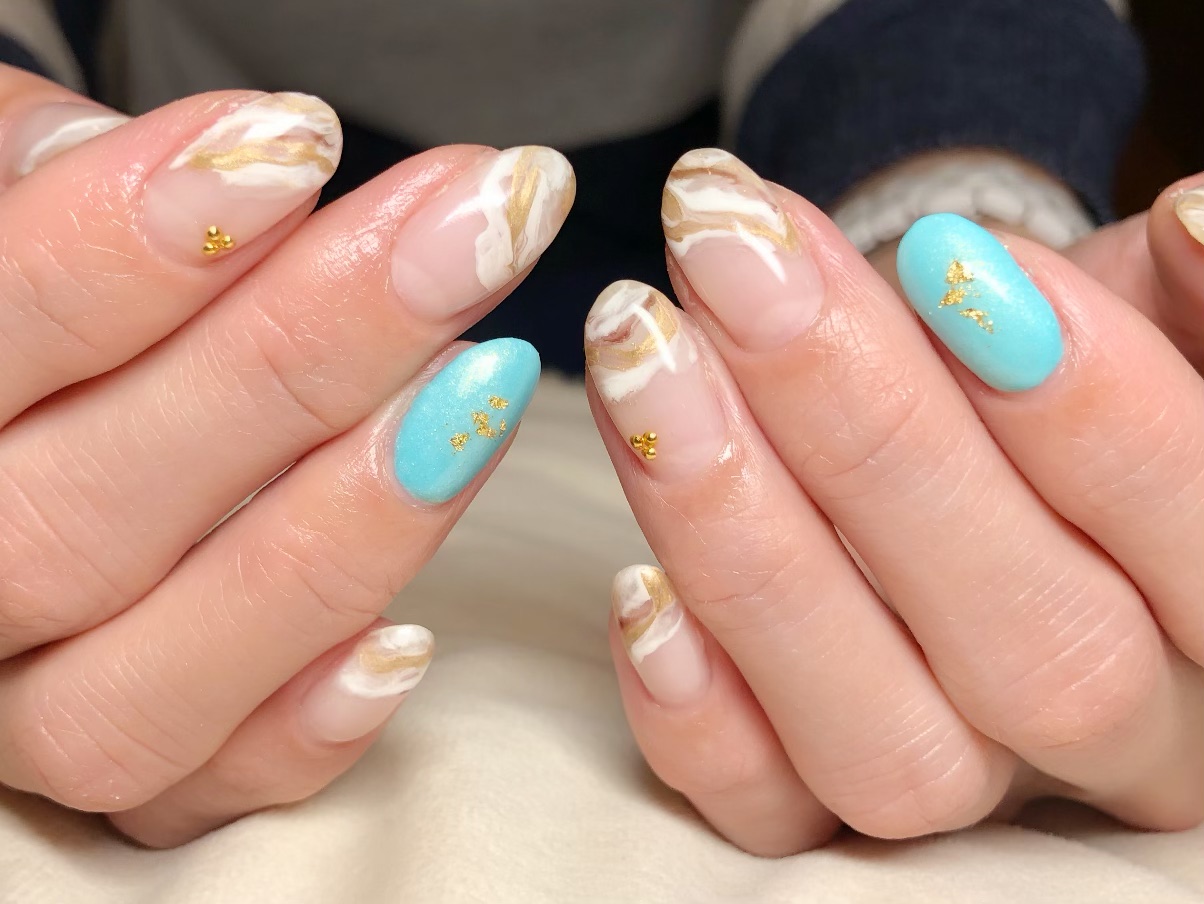 天然石ネイル×クールカラー