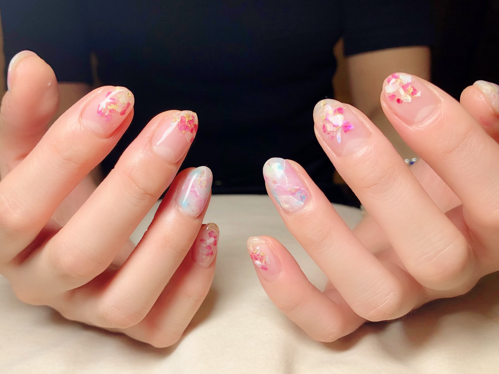 夏ネイル天然石風