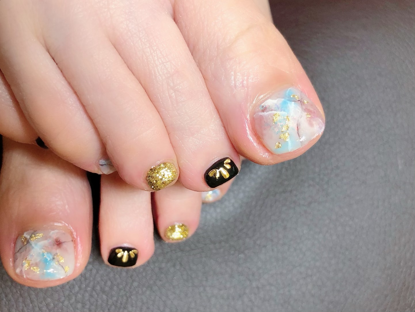 天然石ネイル×夏ネイル